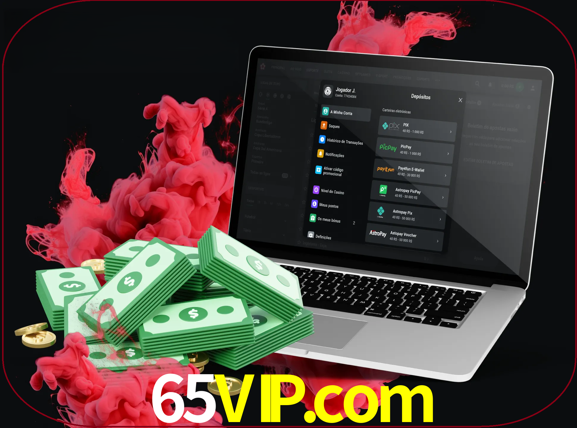 Para efetuar um depósito na sua conta 65vip, basta escolher o método de depósito e especificar o montante.